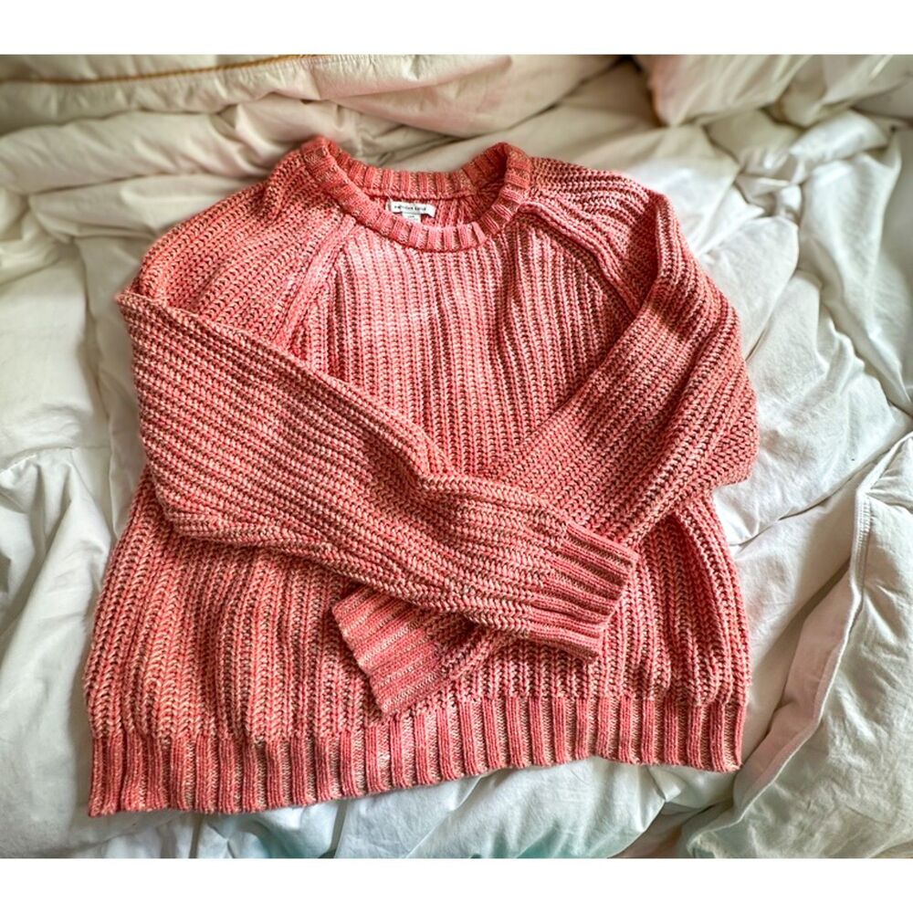 AE Womens Coral Pink Knit Raglan Sweater Size Large